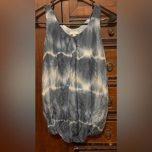 Keysha Womens Silk Tank Top Size Large Blue Tie Dye